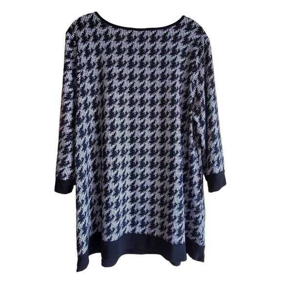 CHRISTOPHER CJ BANKS Women X 14 Tunic Top Black & White Houndstooth Lace 40" - Picture 7 of 7